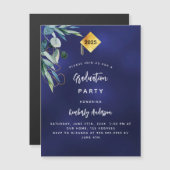 Marine blauw groen luxe afstudeerfeest 2025 magnetische uitnodiging (Voorkant / Achterkant)