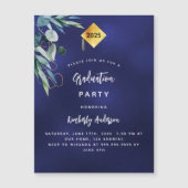 Marine blauw groen luxe afstudeerfeest 2025 magnetische uitnodiging (Voorkant)