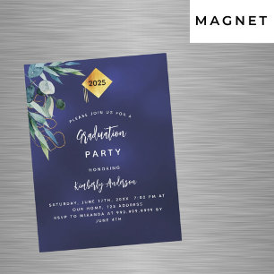 Marine blauw groen luxe afstudeerfeest 2025 magnetische uitnodiging