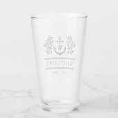 Marine Blauw Groen Nautisch Monogram Lake House Glas (Achterkant)