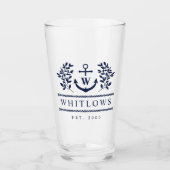 Marine Blauw Groen Nautisch Monogram Lake House Glas (Voorkant)