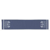 Marine Blauw Groen Nautisch Monogram Lake House Korte Tafelloper (Horizontaal)