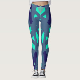 Marine Blauw Groen Patroon Yoga Gym Fitness Oefeni Leggings