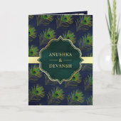 Marine Blauw Groen Peacock Veren QR Code Bruiloft (Voorkant)