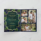 Marine Blauw Groen Peacock Veren QR Code Bruiloft (Binnen)