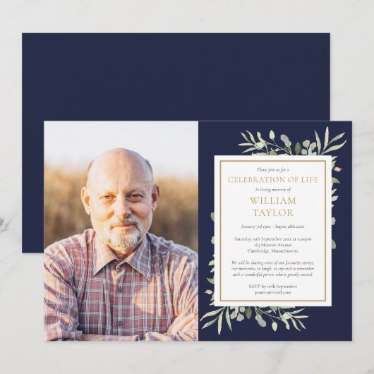 Marine Blauw Groen Viering van het Leven Foto Kaart (Voorkant / Achterkant)