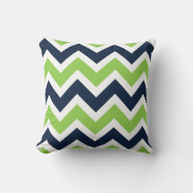 Marine Blauw Groen Wit Chevron Patroon Kussen