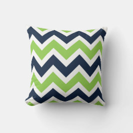 Marine Blauw Groen Wit Chevron Patroon Kussen