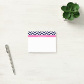 Marine Blauw Grote Chevrons HotPink2 Vierblad Mono Post-it® Notes (Kantoor)