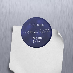 Marine blauw hart bruiloft Save the Date magneet