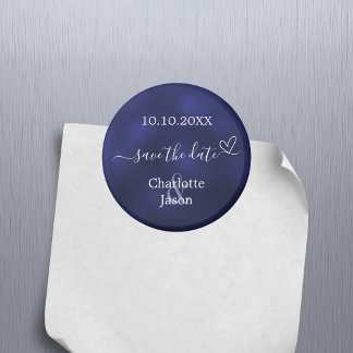 Marine blauw hart bruiloft Save the Date magneet