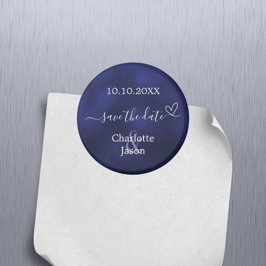 Marine blauw hart bruiloft Save the Date magneet