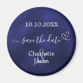 Marine blauw hart bruiloft Save the Date magneet (Voorkant)