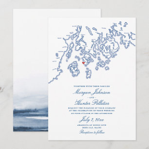 Marine Blauw Herten Isle Maine Elegant Aragosta Br Kaart