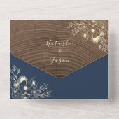 Marine Blauw Hout Foto All-in-One bruiloft Uitnodi All In One Uitnodiging (Achterkant)