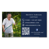 Marine blauw huis reparaties foto QR code klusjesm Magnetisch Visitekaartje (Voorkant)