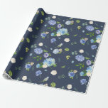Marine Blauw Hydrangea Bruiloft Wrapping Papier<br><div class="desc">Marine Blauw Hydrangea Bruiloft Wrapping Papier</div>