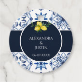 Marine Blauw Italiaans Mediterraan Huwelijk Dank u Bedankjes Labels (Voorkant)