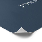 Marine Blauw | Kalligrafie Eenvoudige bruiloft Wel Poster (Hoek)