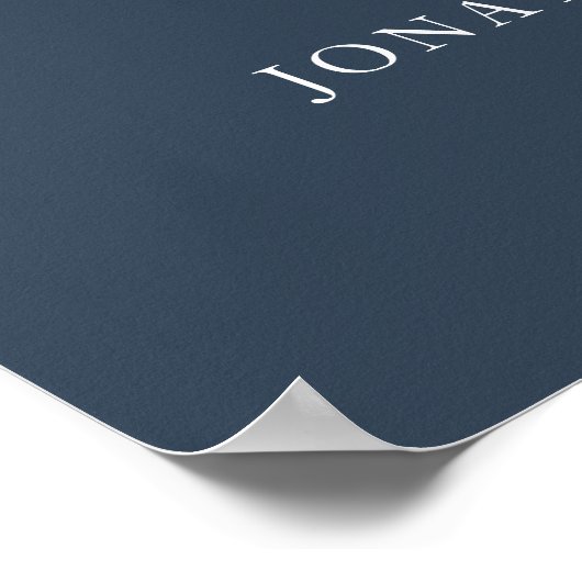 Marine Blauw | Kalligrafie Eenvoudige bruiloft Wel Poster (Hoek)