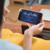 Marine Blauw Kalligrafie Script Merry Christmas Pa Kaart