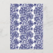Marine Blauw Kant Elegant Bruiloft Informatie Gast Informatiekaartje (Achterkant)