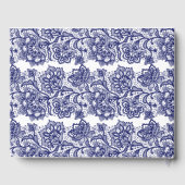 Marine Blauw Kant Elegant Wit Bruiloft Gastenboek (Achterkant)