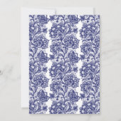 Marine Blauw Kant Elegant Wit Verlovingsfeest Kaart (Achterkant)