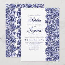 Marine Blauw Kant Elegante en Moderne Bruiloft