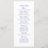 Marine Blauw Kant Elegante Witte Huwelijksprogramm Programmakaart (Achterkant)