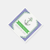 Marine blauw, Kelly groen anker nautische bruiloft Servetten (Hoek)