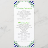 Marine blauw, Kelly groen nautische bruiloft progr Programmakaart (Achterkant)