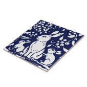 Marine Blauw Konijn Konijnenblad Woodland Dierlijk Tegeltje (Zijkant)