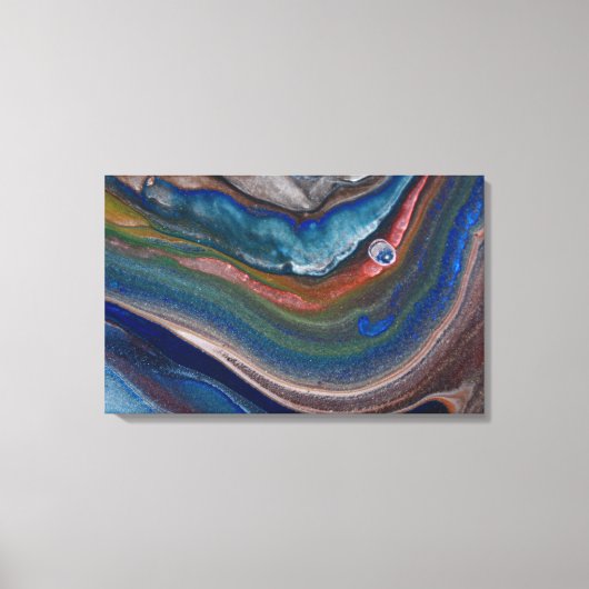 Marine blauw koper metalen wervelingen vloeibaar m canvas afdruk (Voorkant)