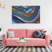 Marine blauw koper metalen wervelingen vloeibaar m canvas afdruk (Insitu (Woonkamer))