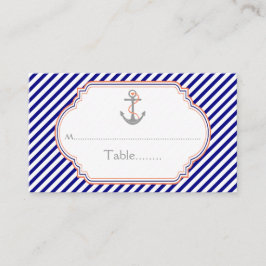 Marine blauw koraal anker nautische bruiloft plaat plaatskaartje