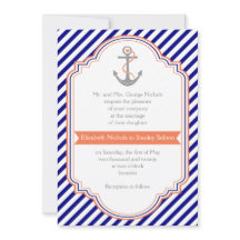 Marine blauw, koraal anker & strepen nautische bru