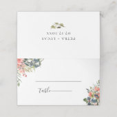 Marine Blauw Koraal Botanische Bruiloft Plaatskaartje (Buitenkant ongevouwen)