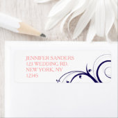 Marine Blauw Koraal Swirls Bruiloft Etiket (Insitu)