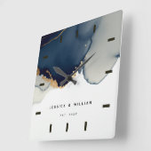 Marine Blauw Kust Nautisch Jubileum Keepsake Vierkante Klok (Hoek)