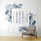 Marine Blauw Land Bloemen Koppels Douche Achtergro Wandkleed (In Situ (horizontaal))