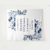 Marine Blauw Land Bloemen Koppels Douche Achtergro Wandkleed (Voorkant (horizontaal))