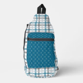 MARINE BLAUW LICHT & DONKERGRIJS PLAID PATRONEN SLING BAG (Voorkant)