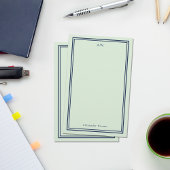 Marine Blauw & Licht Groen Monogrammed Briefpapier