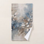 Marine Blauw Lichtblauw Bruin Moderne Bloemen Bad Handdoek (Handdoek)