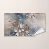 Marine Blauw Lichtblauw Bruin Moderne Bloemen Bad Handdoek (Handdoek)
