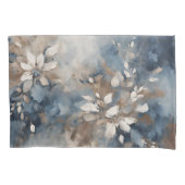 Marine Blauw Lichtblauw Bruin Moderne Bloemen Kussensloop (Voorkant-Links)