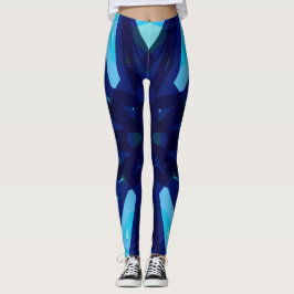 Marine Blauw Lichtpatroon Yoga Gym Fitness Oefenin Leggings