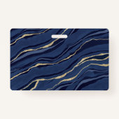 Marine Blauw Marmer Agaat Geode Goud Bedrijfsnaam  Badge (Achterkant)