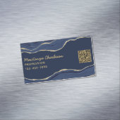 Marine Blauw Marmer Agaat Goud Glitter QR Code Geo Magnetisch Visitekaartje (Voorbeeld)
